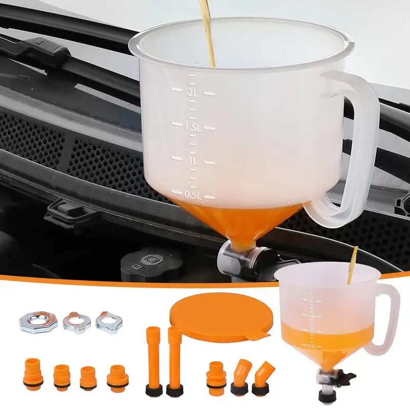 

No-Spill Coolant Funnel Kit 15Pcs Coolant Funnel Kit Car Radiator Coolant Filling Funnel Kit Antifreeze Funnel with Valve Switch
