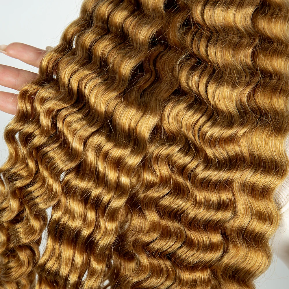 Capelli umani originali Bulks Blonde senza trama fasci di estensione dei capelli umani capelli ricci profondi capelli umani per trecce