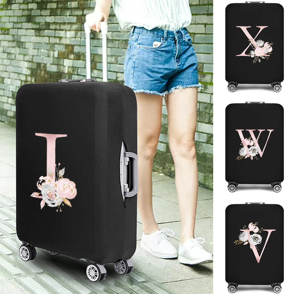 

Luggage Suitcas Protective Cover 18-32 Inch Trolley Baggage Elastic Dust Cover 26 Pink Flower Letter Printed Travel Accessories