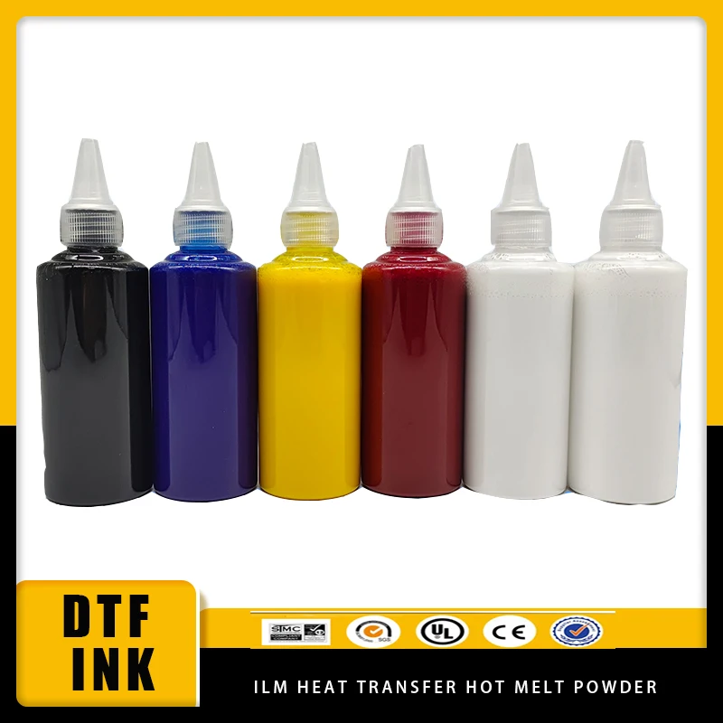 Vliaxh PET 필름용 직접 전사 필름용 DTF 잉크, 모든 데스크탑 및 대형 포맷 DTF 프린터용, 5/6 색 100ML