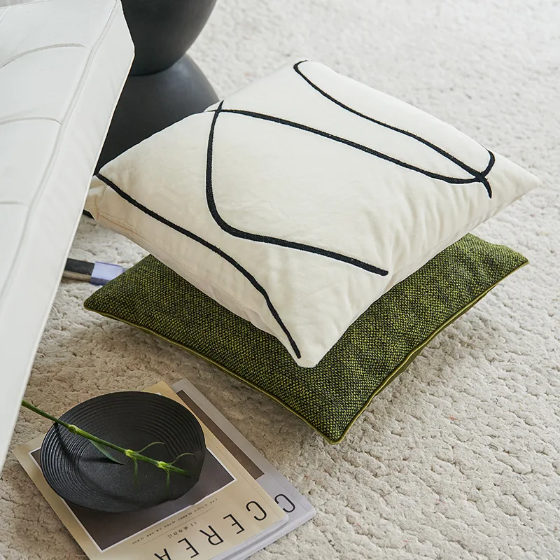 Nordic Green Light Luxury  Pillow Cover Modern Minimalism Pillow Cases Home Living Room Sofa  Bedhead Cushion Cover Decorative