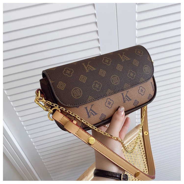 Damen-Achseltasche mit Kette, Retro-bedruckte Umhängetasche, modische und vielseitige Umhängetasche – Detail 10