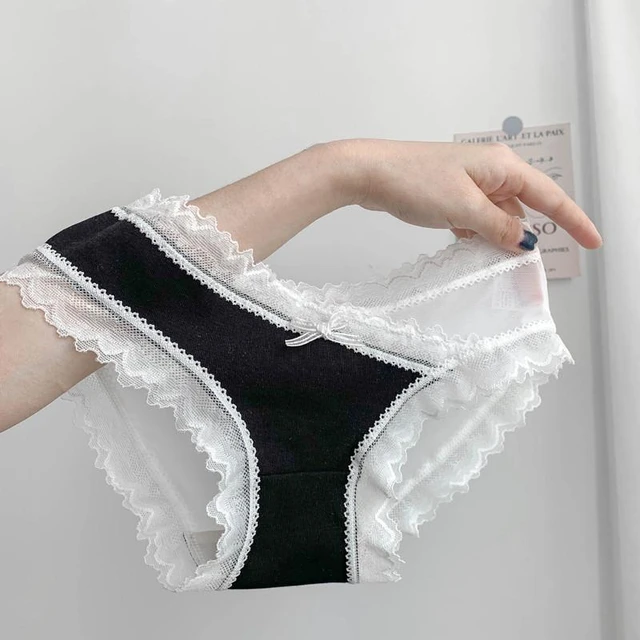 Women Panties Womenss Lace Trim Seamless Sheer Panties Briefs Cotton Crotch