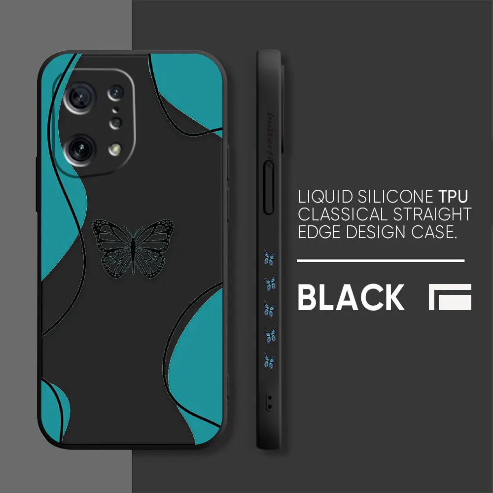 Case For OPPO FIND X6 X3 REALME X7 X50 RENO 2 4Z 4 6 Lite 5Z 5F 4G 5G PRO Liquid Silicone Case Beautiful Butterfly