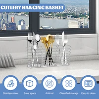 Stainless Steel Utensil Storage Rack Kitchen Chopstick Hanging Holder Cutlery Scoop Storage Basket Sink Countertop Organizers 2
