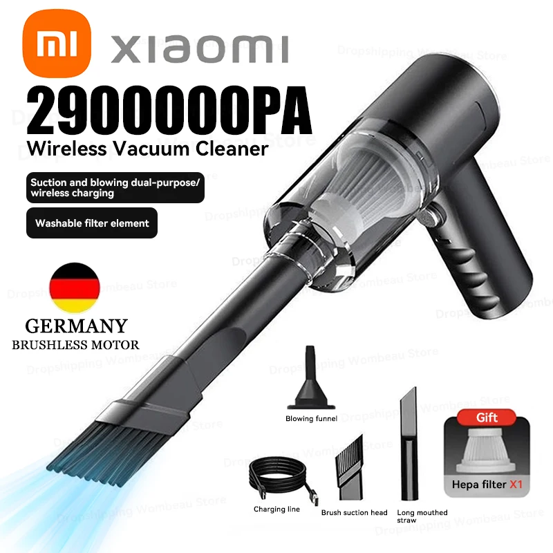 Vacuum Cleaner Xiaomi 2900000PA Car Vacuum Cleaner 120w Wireless Super High Powerful 3 in 1 Wet Dry Dual Use Portable Handheld Vacuum Cleaner