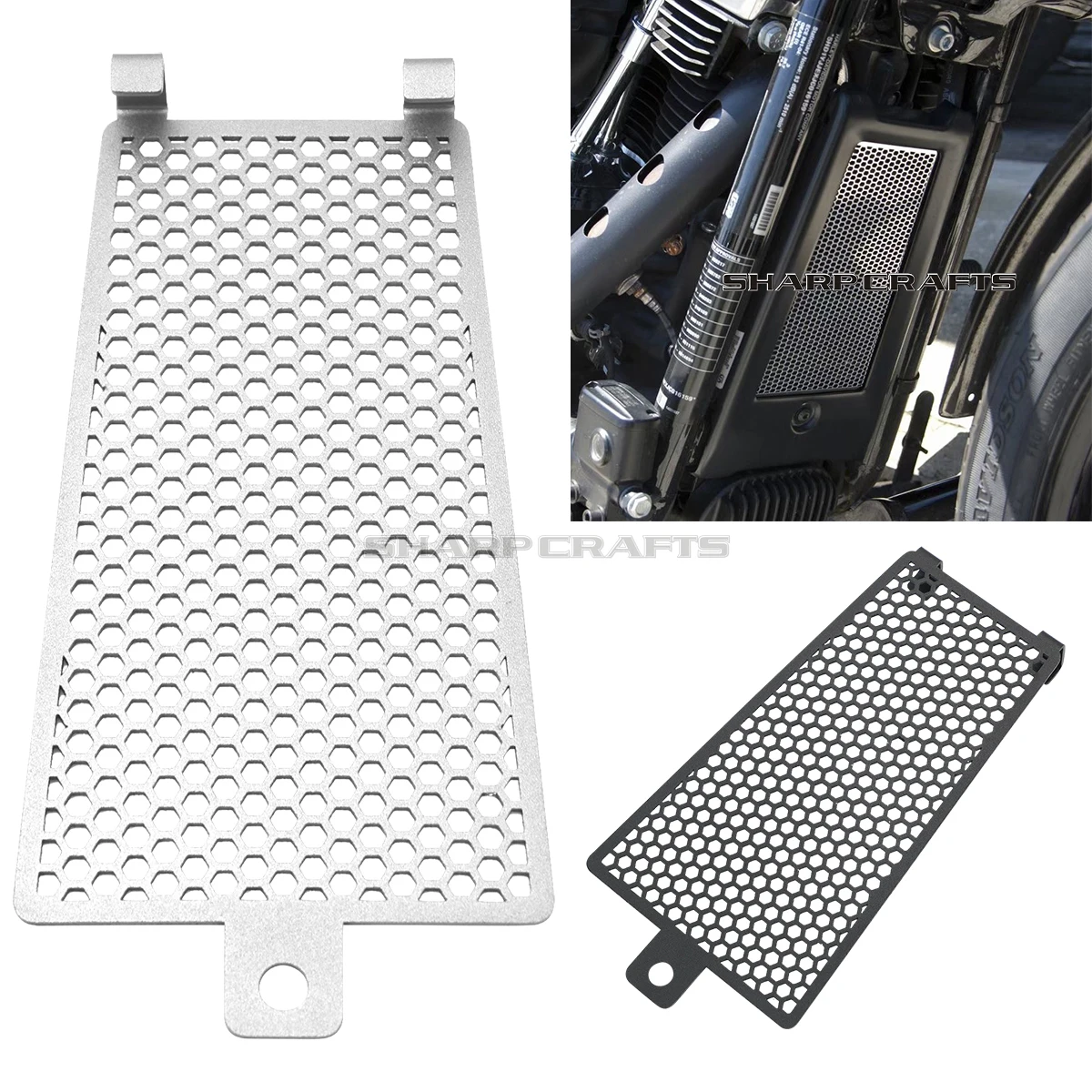Motorcycle-Radiator-Cap-Grill-Net-Oil-Cooler-Cover-For-Harley-Softail ...