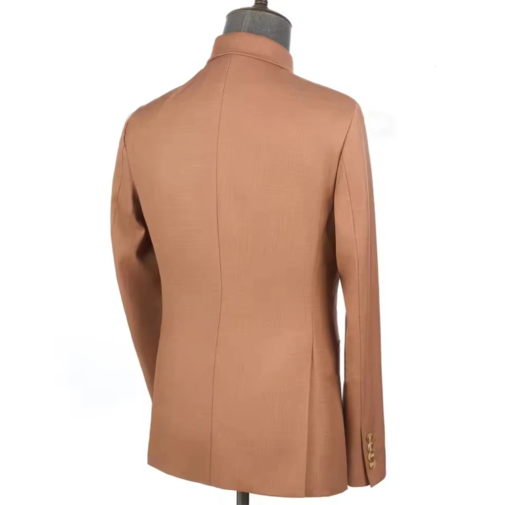 Costumes Safari Sur Mesure pour Hommes Veste à Col Carré Casual Pantalon Costume Formel Affaires Officiel Vêtement
