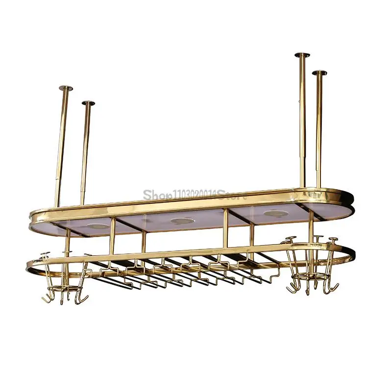 Light Luxury Stainless Steel Wine Rack Hanging Wine Glass Rack Inverted Bar Hanging Red Glass Storage