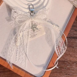 Red Ribbon Lace Bow Keychain - Cherry Y2K Fashion Charm, Delicate Valentine's Day Accessory (02)