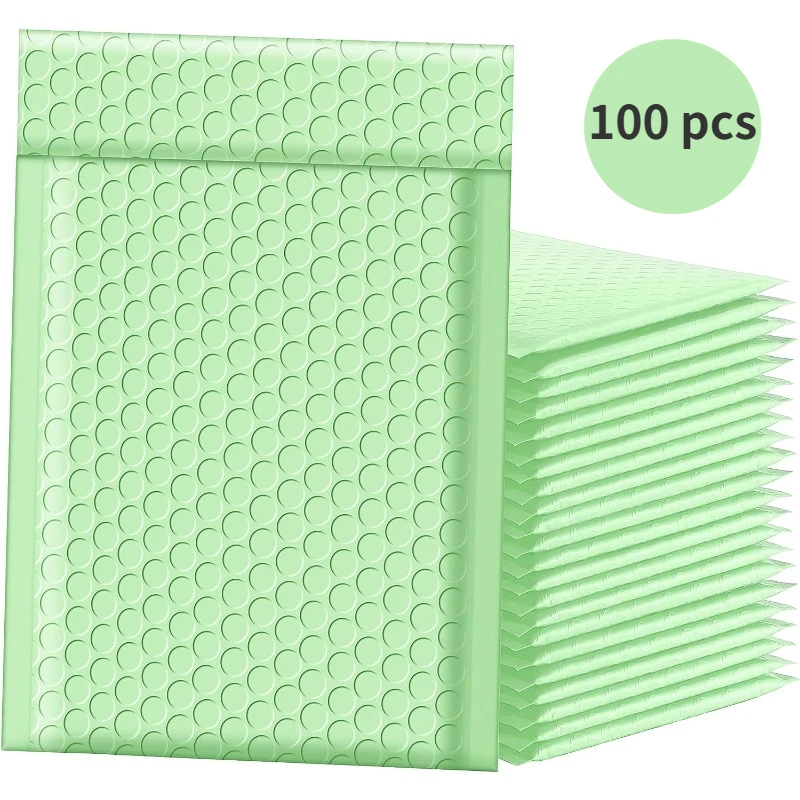 100pcs-green-bubble-buffer-anti-fall-protection-waterproof-black-plastic-pe-packaging-bag-courier-package-envelope-white-mailer