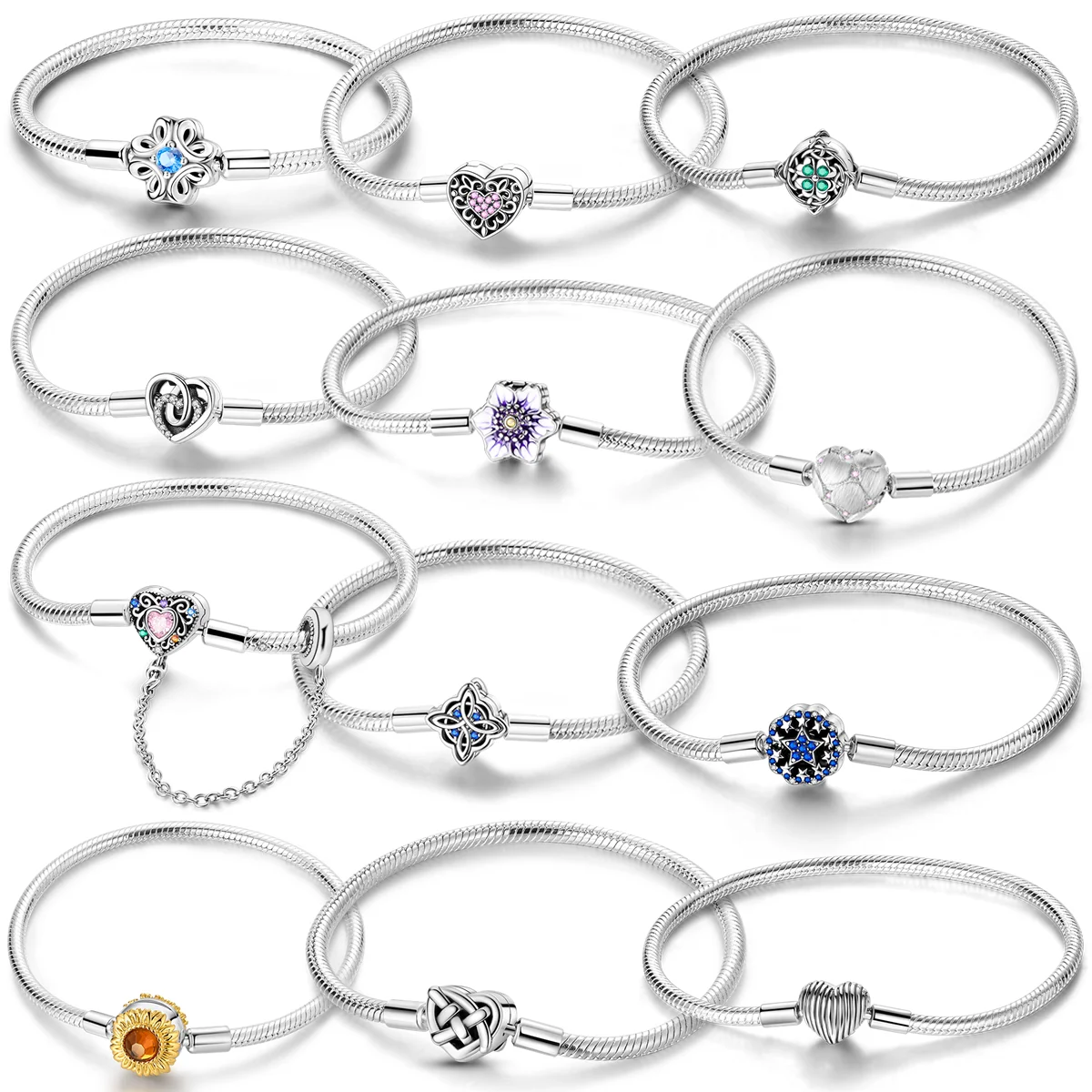 Silver Bracelet 17-20CM 925 Sterling Original Heart Dream Catcher Butterfly Bracelet Fit DIY Charms Beads Women Jewelry
