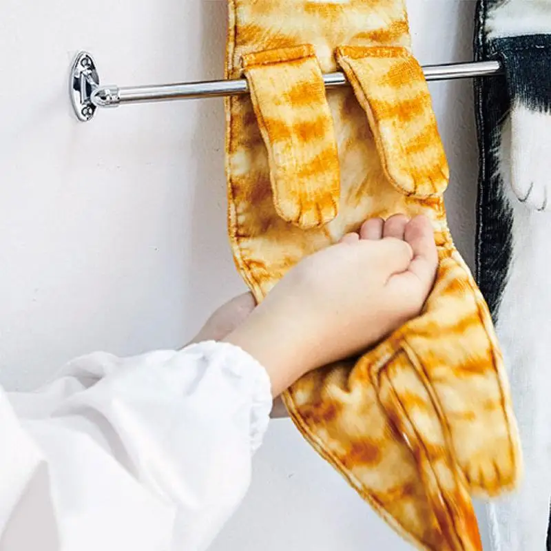 Funny Cat Hand Towels Kitchen Bathroom Hand Towel Quick Dry Soft Absorbent Microfiber Cat Shape Wipe Hands Towel For Lovers