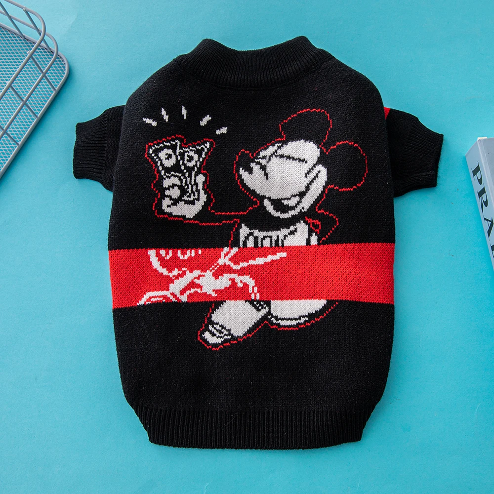 Suéter de Disney para perro, nuevo jersey de moda, verde, gris, rojo, Mickey Mouse, ropa para mascotas, abrigo de invierno grueso y cálido de algodón para perro 2022