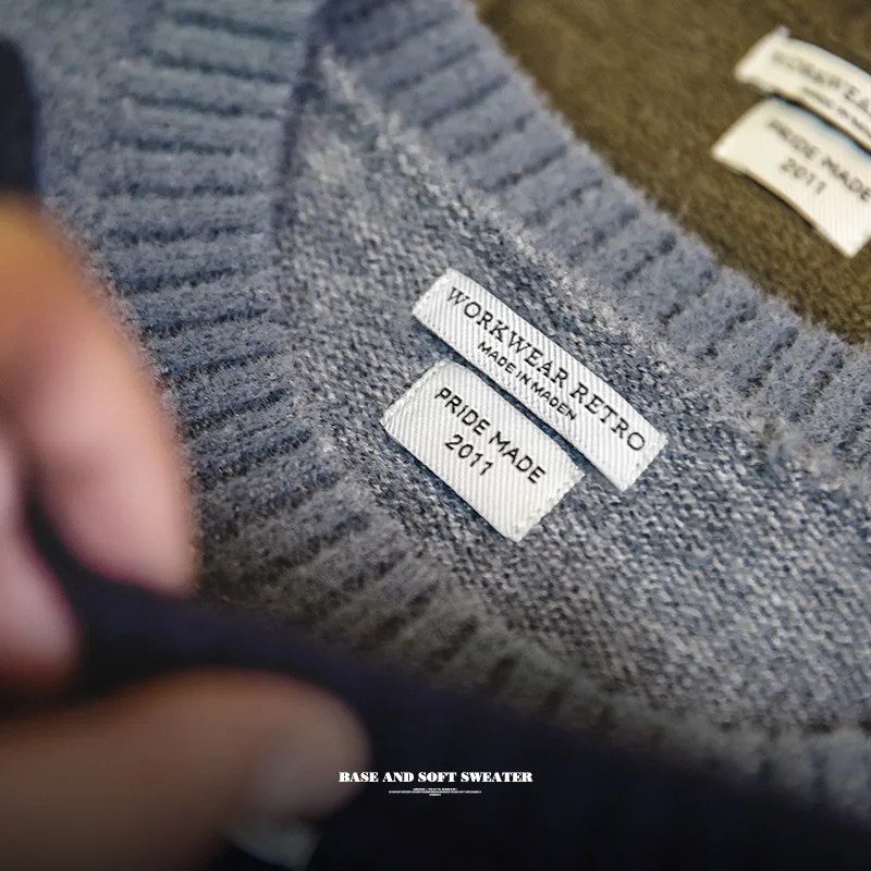 Maden Casual Imitation Mink Velvet Fabric Round Neck Sweater Basic Autumn Winter Thickened Warm Pullover Sweater