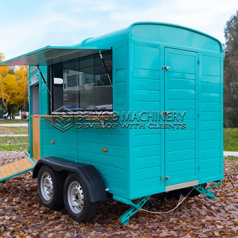 Belyoo Horse Trailer Mobile Bar Custom Ice Cream Cart Candy Coffee Vintage Trailer Snack Food Truck Horse Food Trailer for Sale