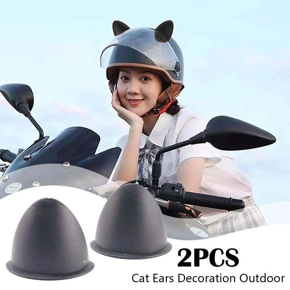 

2 Universal Motorcycle Helmets Cat's Ears Feel Free To Paste Electric Vehicle Helmet Decorate Bullhorn Jewelry Universal