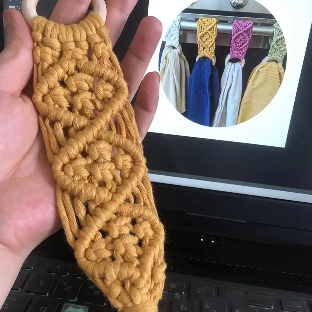 Crochet Towel Ring Easy Installation Towel Ring Versatile Crochet Kitchen Hanger Easy Hanging for Dish for Various