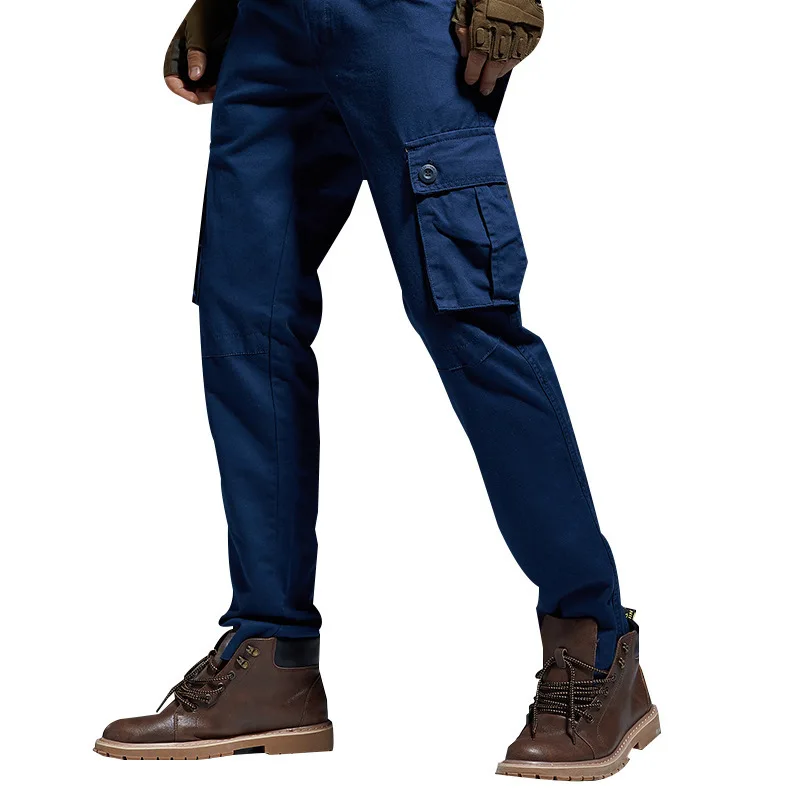 

Men's Straight Cotton Multi-bag Baggy Trousers Male Multi Pocket Army Overalls Outdoor Sports Wearproof Military Cargo Pants