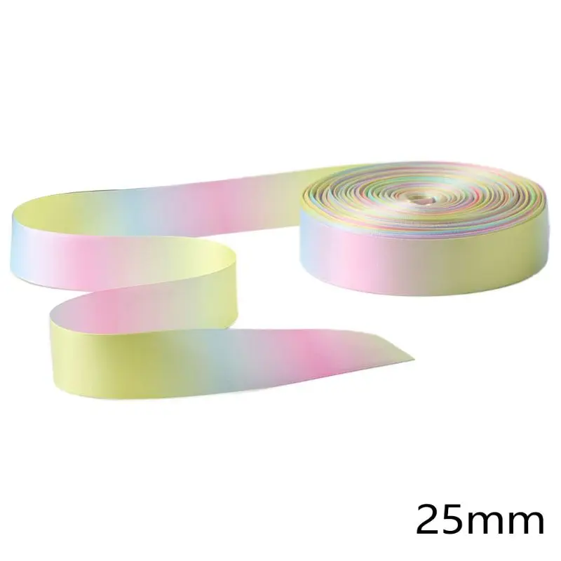 50 Yards/Roll Light Rainbow Colorful Double Sided Ribbon for Hair Bow Making DIY Wedding Party Gift Wrapping