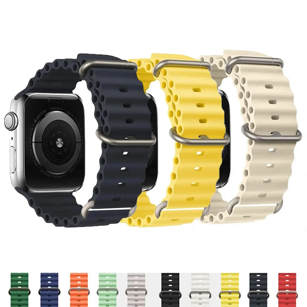 

Силиконовый ремешок для Apple watch Band 45 мм 49 мм 44 мм 42 мм 38 40 мм 41 мм, спортивный браслет correa iWatch series 9 7 8 4 5 6 SE Ultra 2