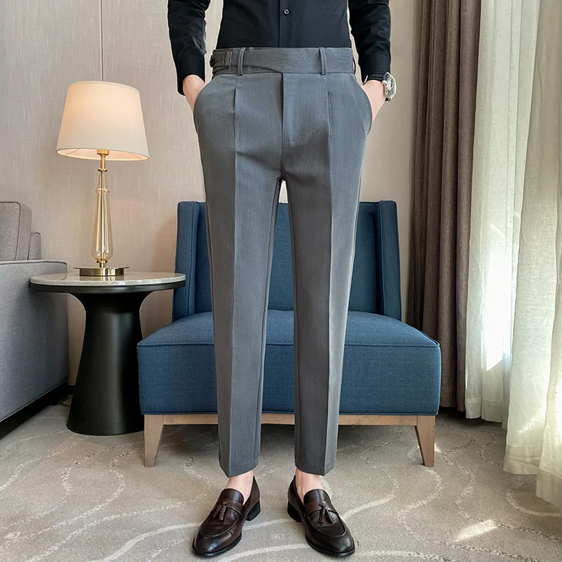 

2023 Spring Men's Casual Pants Business Small Leg Pants Office Social Suit Pants Fashion Young Trousers Streetwear Men Clothing