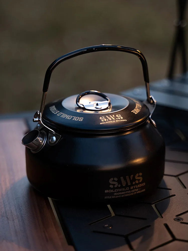 غلاية محمولة للتنزه بسعة 0.8 لتر مع مقبض خفيف الوز...