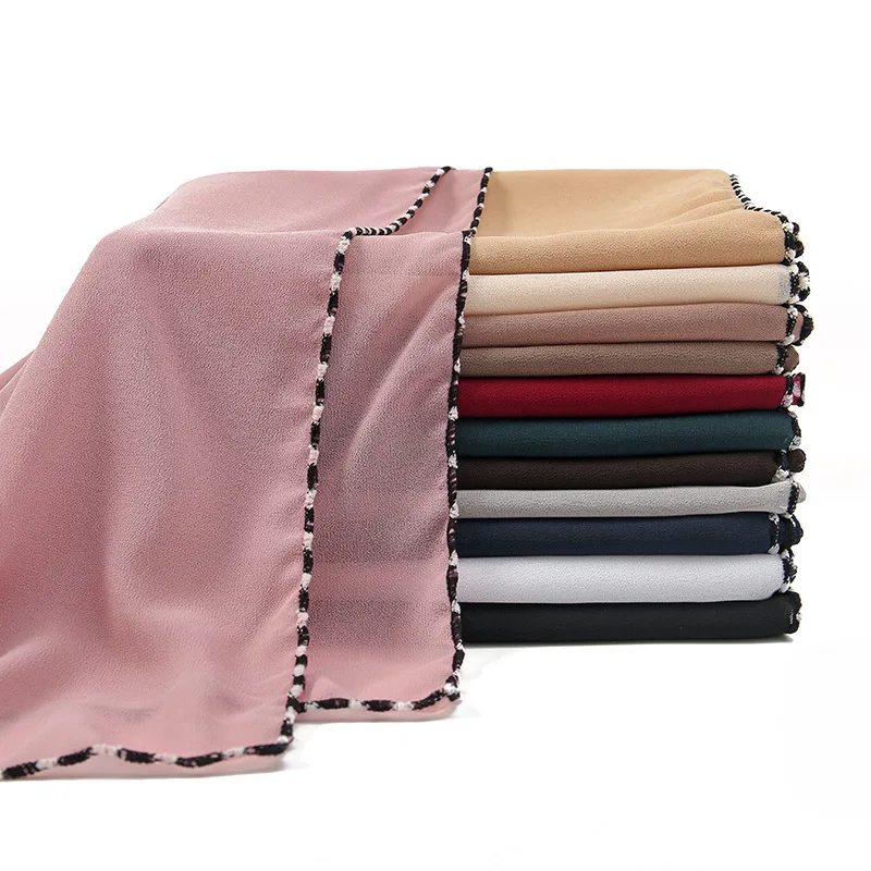 

Women Plain Solid Color Bubble Chiffon Instant Hijab Shawl Lady High Quality Wrap Beach Covers Headband Bufandas Muslim 170*70Cm