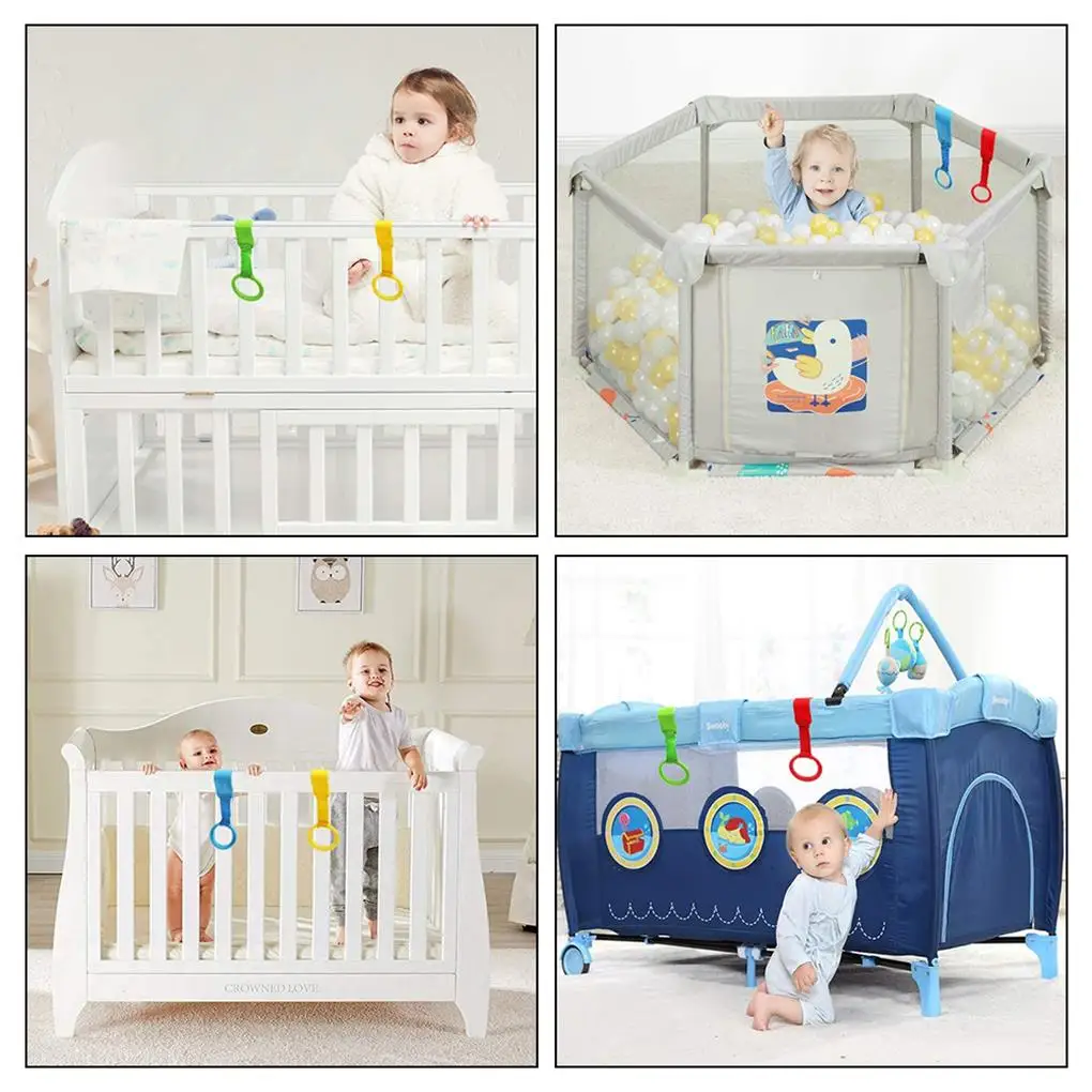 4 Pieces Baby Pull Rings Cribs Balance Training Ring Toddler Stand Walking Aiding Tool Hanging Handles Pendant Home baby pull rings