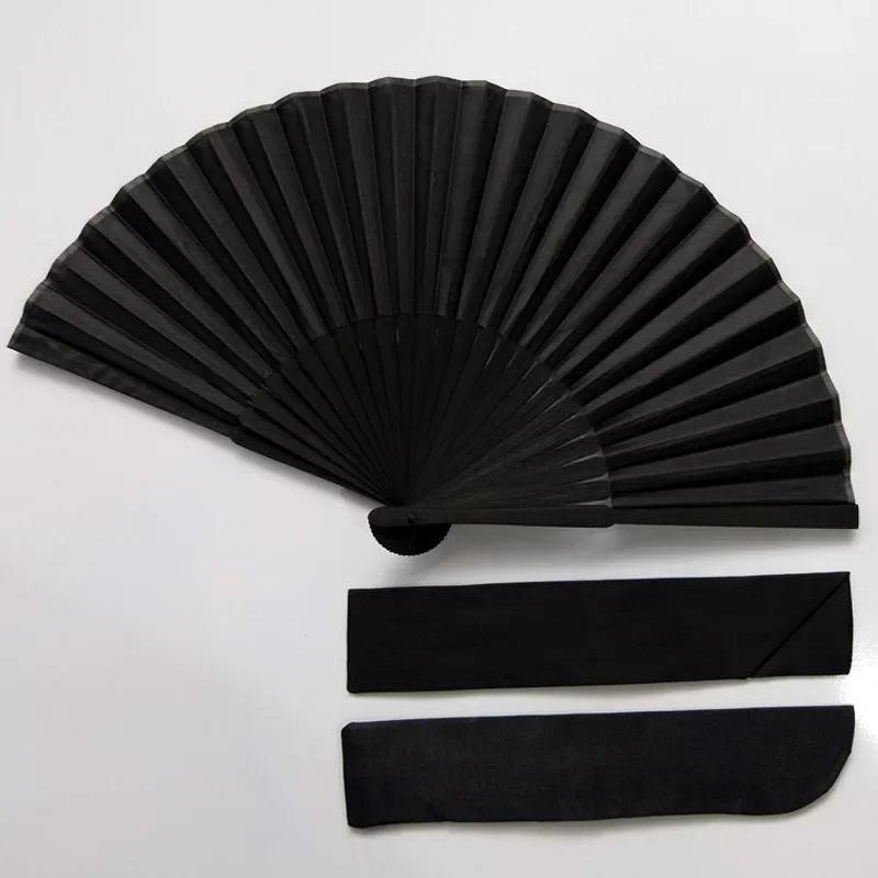 

1Pcs Vintage Black Chinese Style Folding Fans Kung Fu Fan Wedding Party DIY Solid Color Pocket Hand Craft Dance Fan