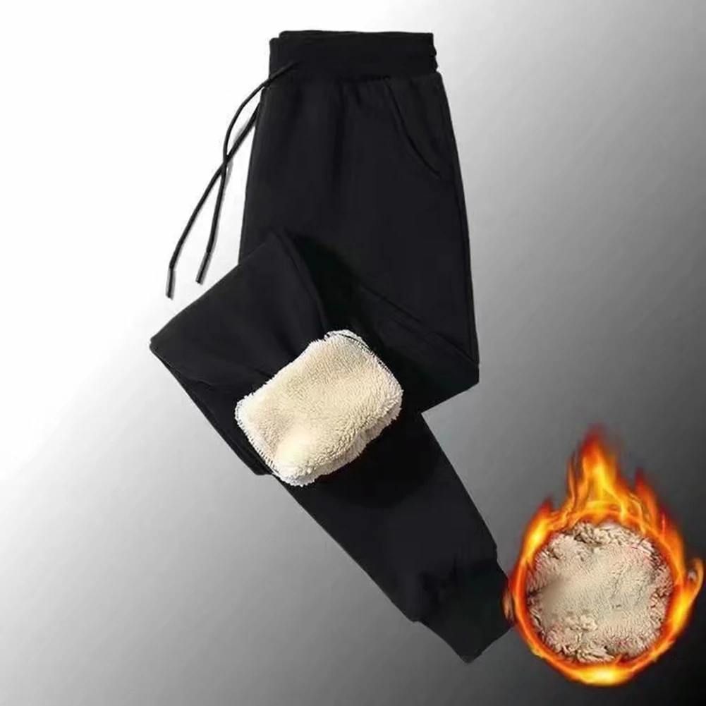 Men's Joggers Trousers Thicken Warm Thermal Fleece lined Slight Stretch Comfortable Holiday Vacation Winter Male Pants Fashion