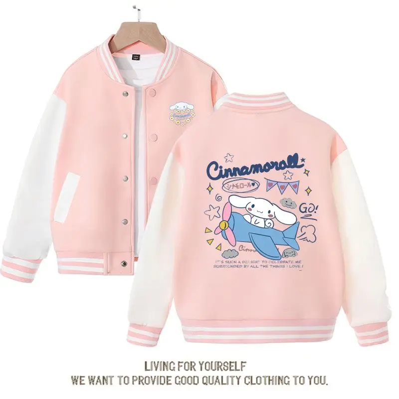 

Sanrio Kawaii Cinnamoroll весна осень детская повседневная спортивная бейсбольная форма пальто милая мультяшная куртка для девочек подарок на день рождения