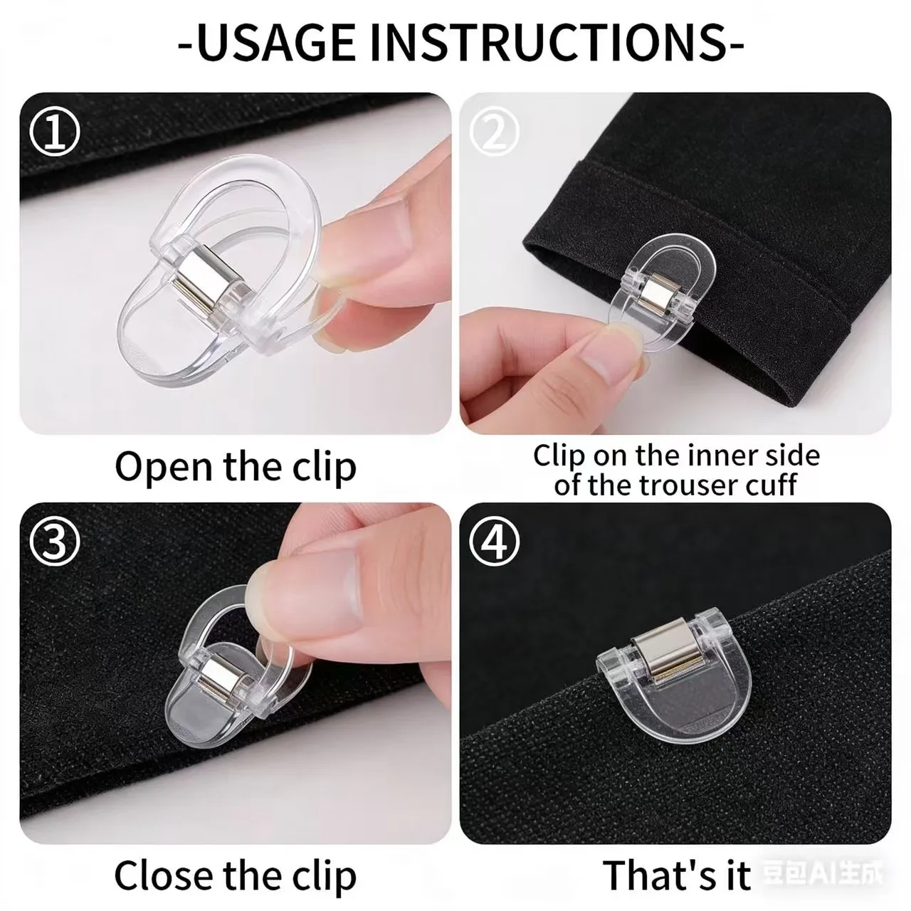 6개입 무봉제 바지 밑단 클립 - 청바지 와이드 팬츠용 미끄럼 방지 바지 고정기, 랜덤 색상, 재사용 가능한 허리 커프스