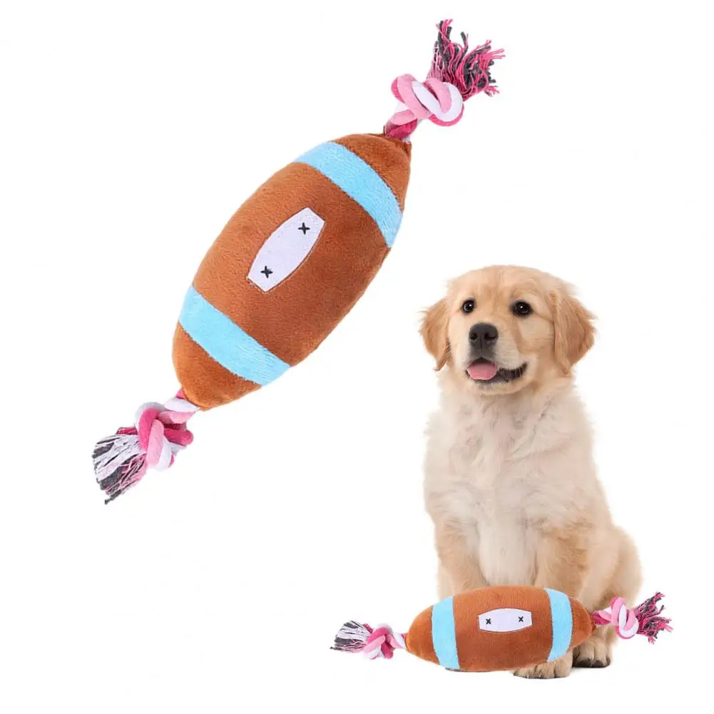 

Dog Toy with Sound Puppy Chew Toy Bite-resistant Rugby-shaped Squeaky Dog Toy Plush Pet Accessories for Small Medium Dogs Pet