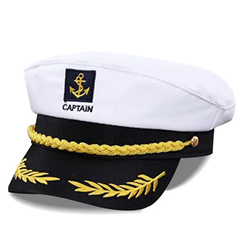 Adult Yacht Sailor Captain Hat Adjustable Men's and Women's Party Hats Makeup Ball Dressing Event Boat Navy Captain Military Cap