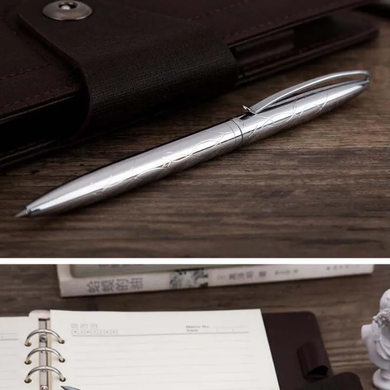 Stainless Steel Ball Point Pen Twist Classic Pattern Stationery Office School Supplies Writing Ink Pens,ballpoint pen,ball point pen