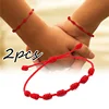 Bracelet à ficelle rouge, 2 pièces, 7 nœuds, Protection mauvais œil, amulette porte-bonheur pour succès et prospérité, Bracelet d'amitié pour Couple