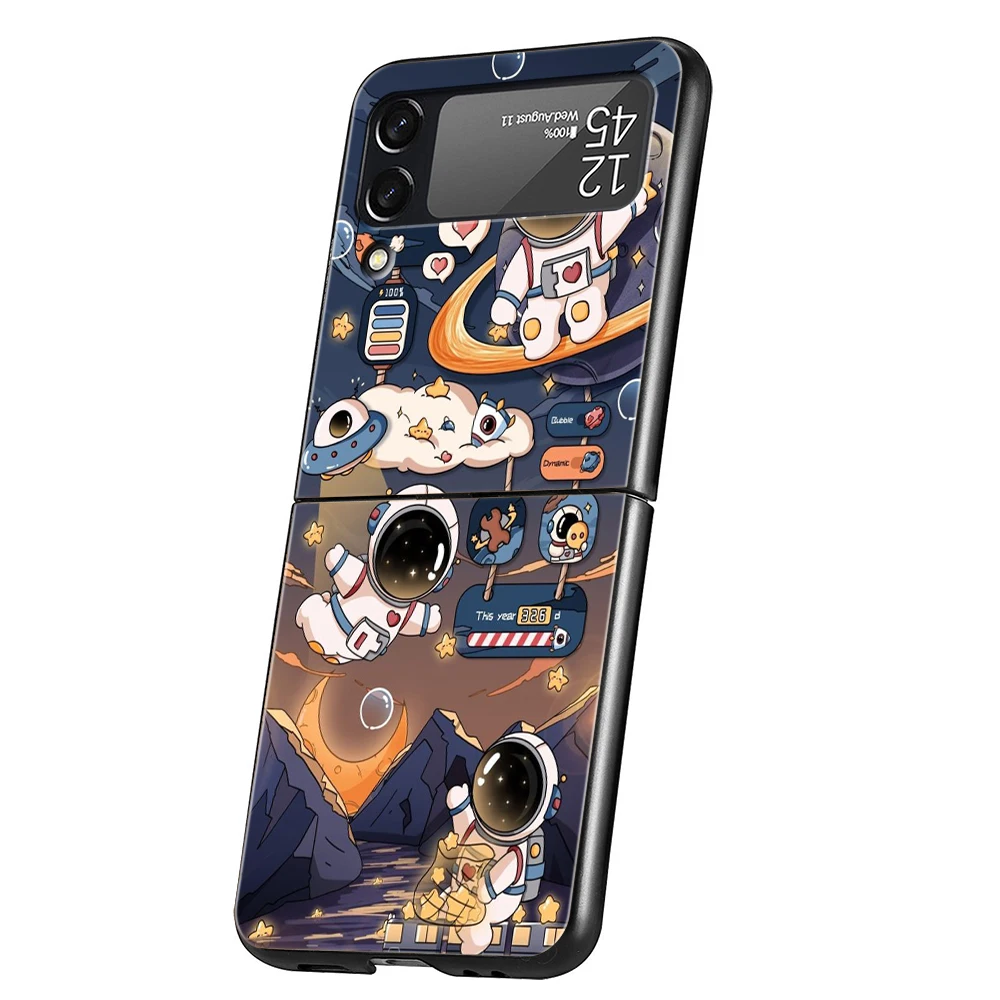 Hallo Astronaut Hard PC Handy hülle für Samsung Galaxy Z Flip 5 4 3 schwarze Abdeckung für Galaxy Z Flip 6 faltbare stoß feste Hülle Capa – Detail 2