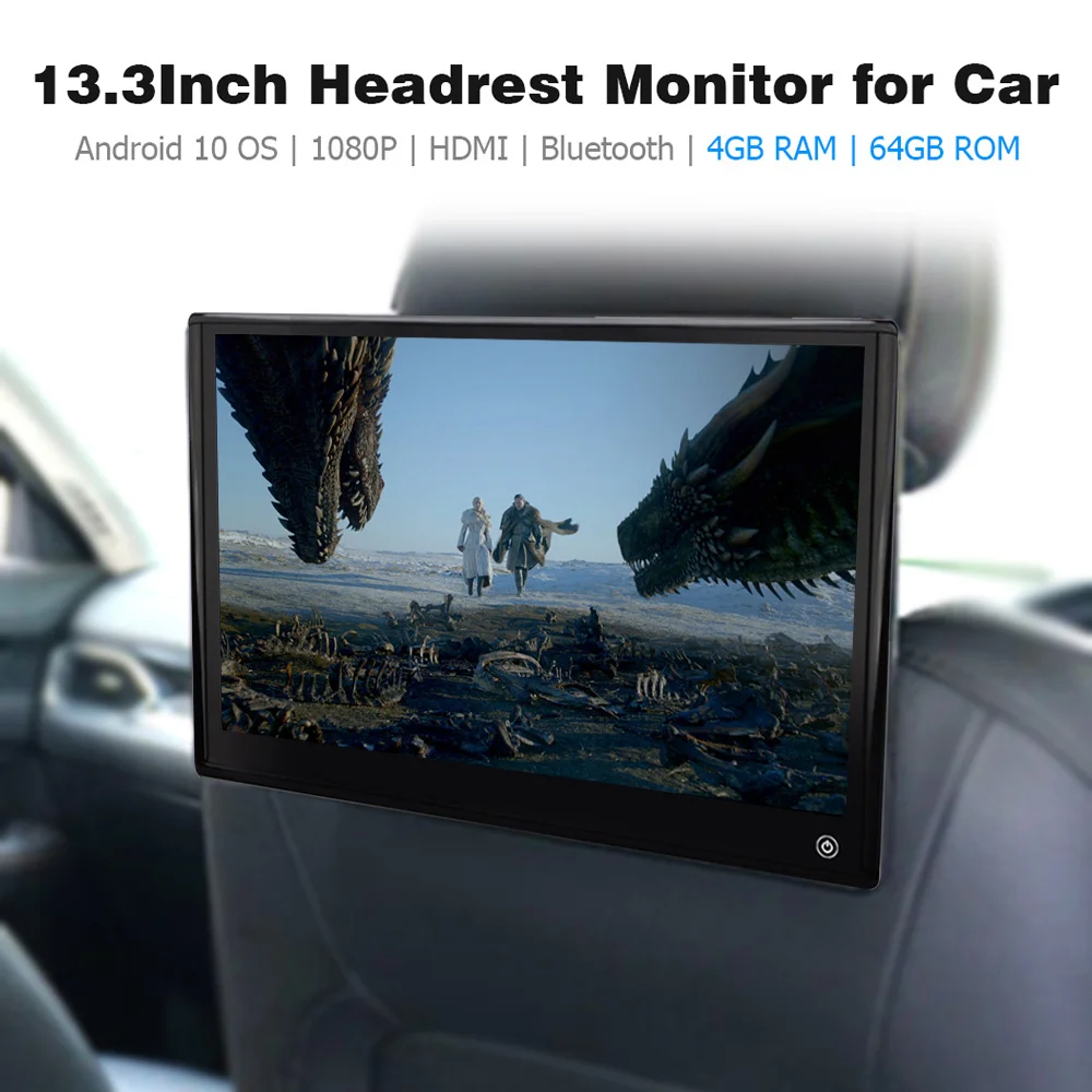 13 Inch Android 11 LCD Headrest Monitor Rear Seat Car TV Screen for