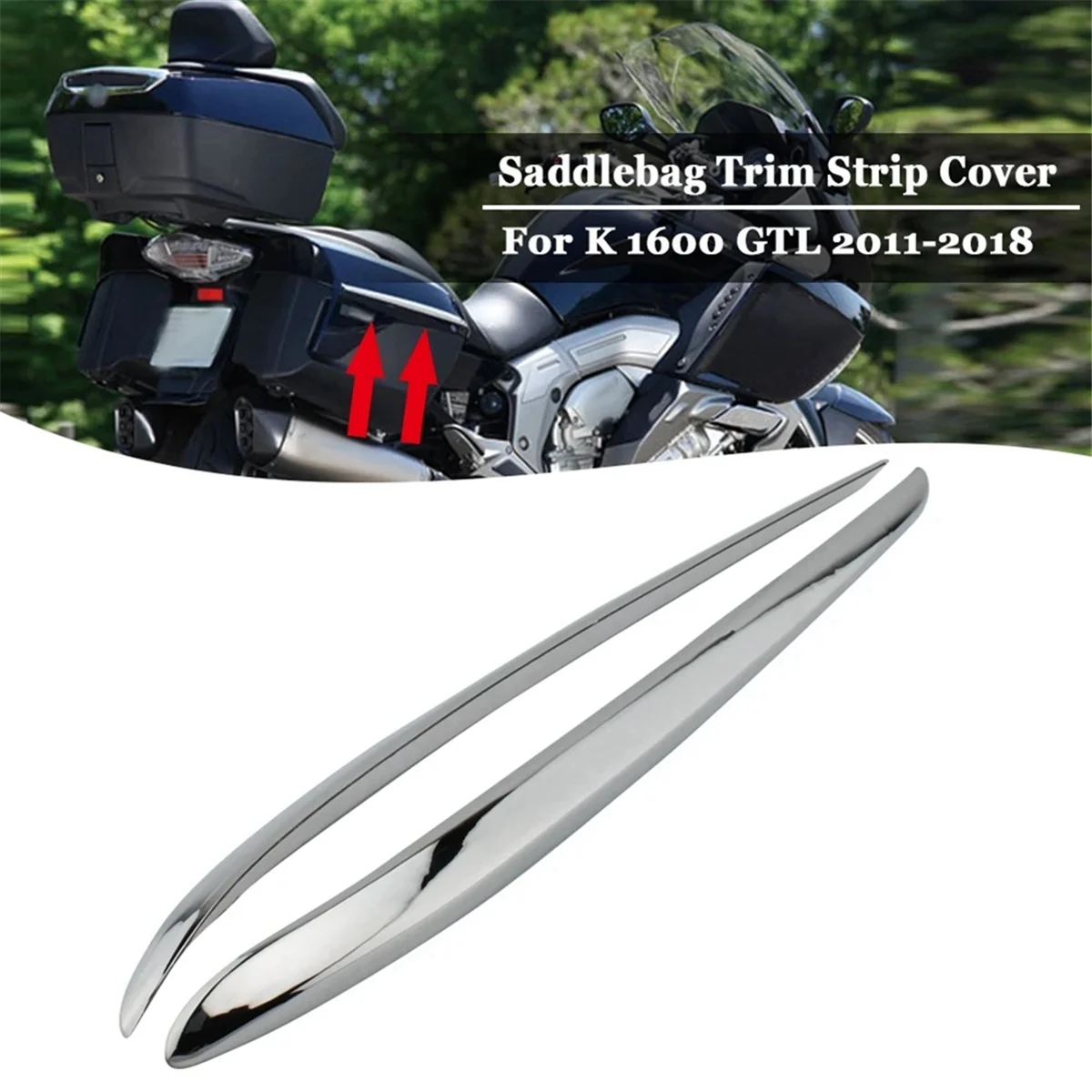 오토바이 우측 박스 트림 스트립, 사이드 패널 보관 박스, 도금 트림 스트립, BMW K1600GTL 2011-2023 에 적합