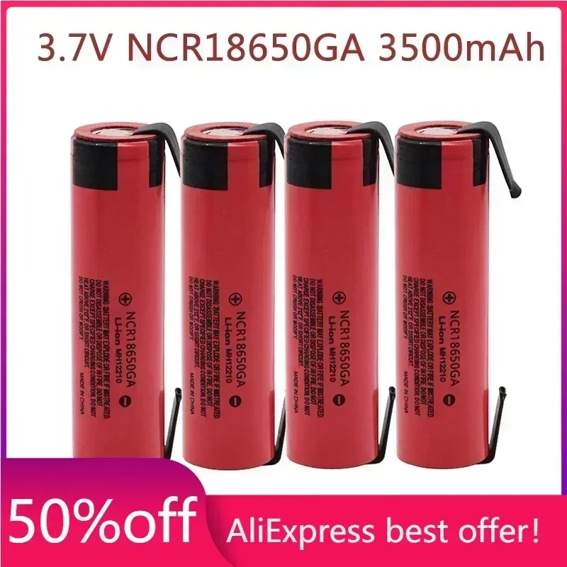 

18650 Battery NCR18650GA 30A discharge 3.7V 3500mAh 18650 rechargeable battery for toy flashlight lithium battery + DIY Nickel