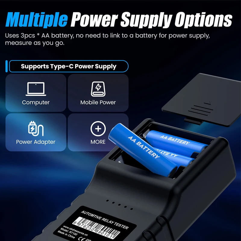 OBDResource 12V/24V Car Relay Tester 4Pin/5Pin Car Battery Checker Automatic Identification Voltage Tester Diagnostic Tool