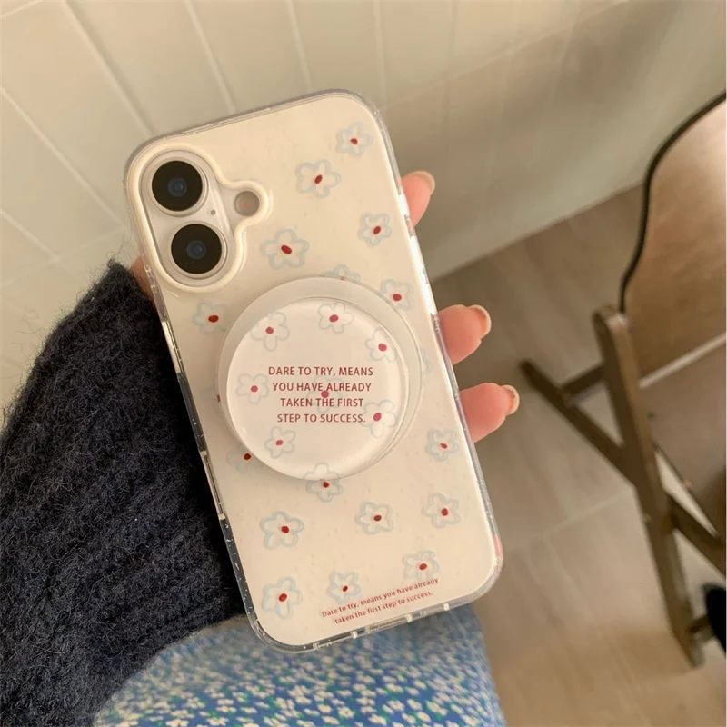 Magnetic Floral Blue Line Phone Case with Bracket