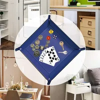 Creative PU Leather Valet Trinket Folding Tray Collapsible Phone Key Wallet Coin Desktop Storage Sundries Box Bins Accessories 2