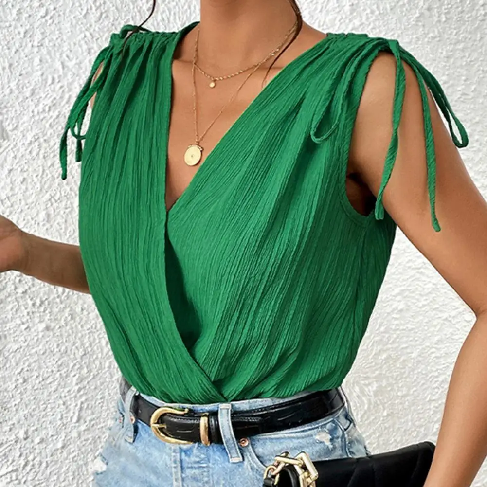 

Women Jumpsuit Summer Jumpsuit V-neck Lace-up Romper High Waist Slim Fit Jumpsuit Women's Summer Streetwear Sleeveless Patchwork