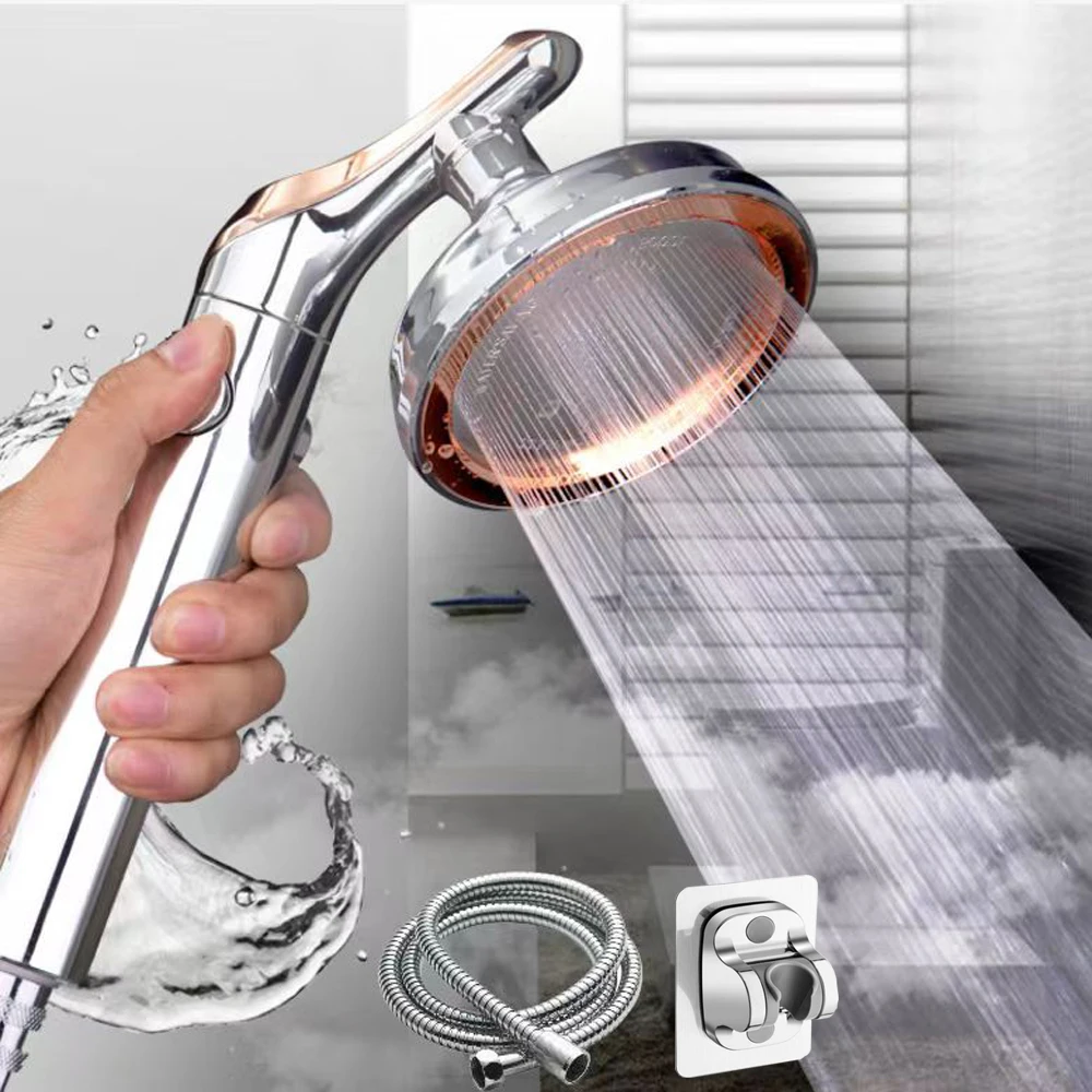 

Big Panel Chrome Shower Head High Pressure Handheld Showehead With Hose Stop Water Rotating Shower Head Bathroom Accessories