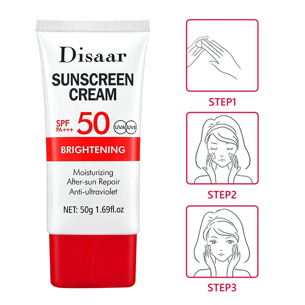 SPF50 Face Body Sunscreen Cream Long Lasting Waterproof UV Protector Sunblock Moisturizing Brightening Skin Protective Cream 50g
