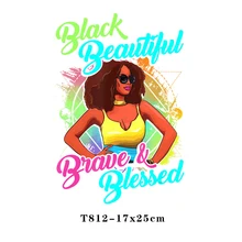 Black Beautiful Iron-On Transfer For Clothing Patches DIY Washable T-Shirts Thermo Sticker Applique T807