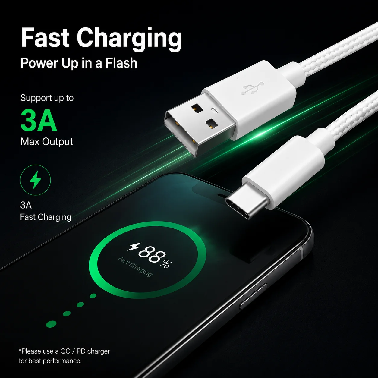 USB A to Type C 케이블 6피트 CarPlay 고속 충전 데이터 동기화 코드 아이폰 17 17E 16 16E 15 Pro Max Plus 에어팟 아이패드 호환