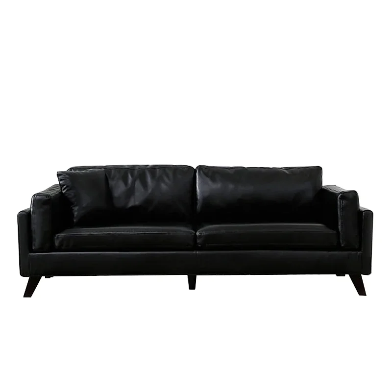 

Nordic Small Apartment Double Leather Sofa Black Office Clothing Store Imitation Leather Sofa Space Saving
